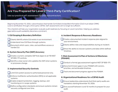 CMMC Readiness Checklist - Horizontal